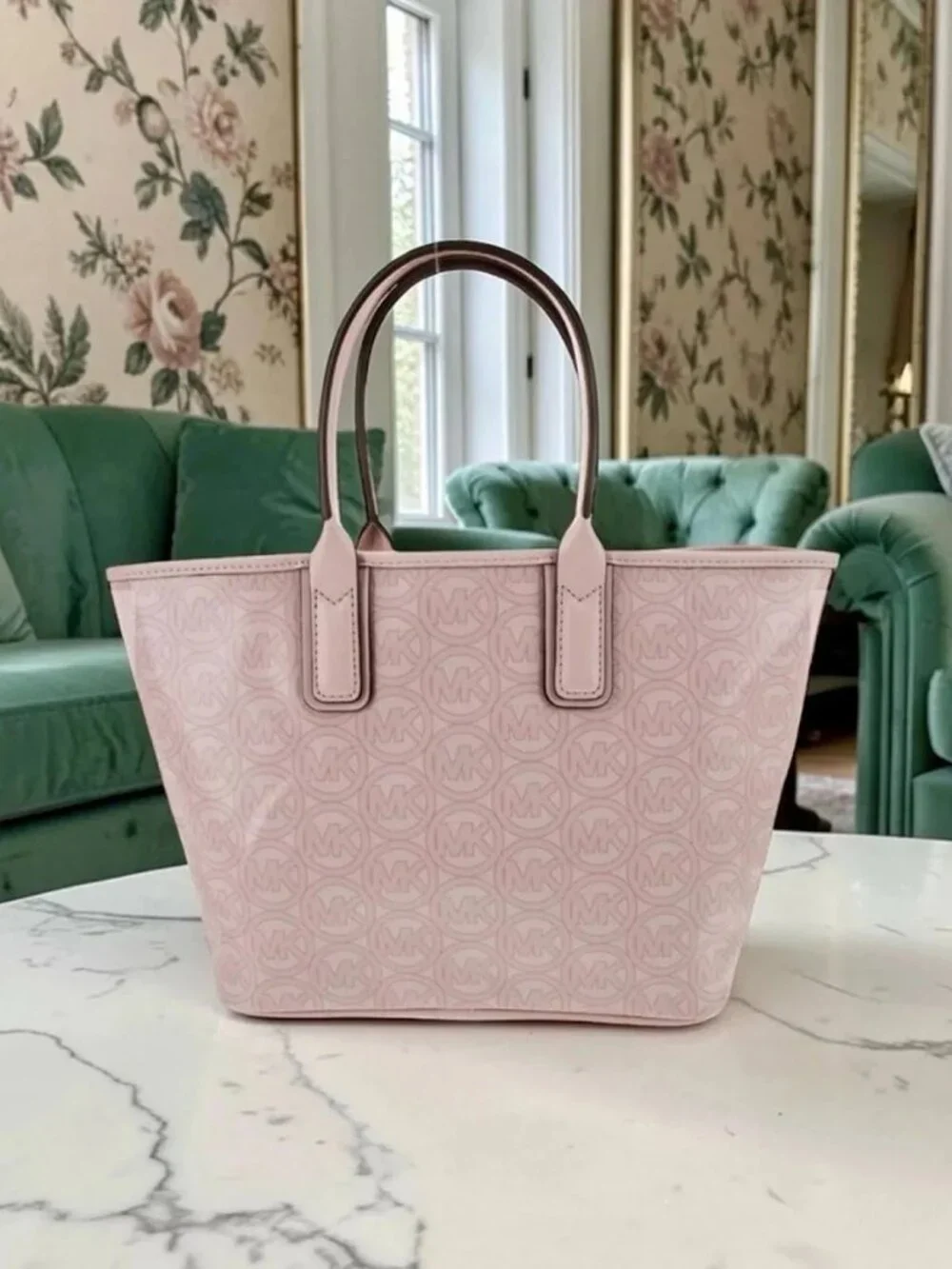 Michael Kors Pink Jodie Small Logo Jacquard Tote Bag - MSRP $348 NWT - Picture 3 of 11